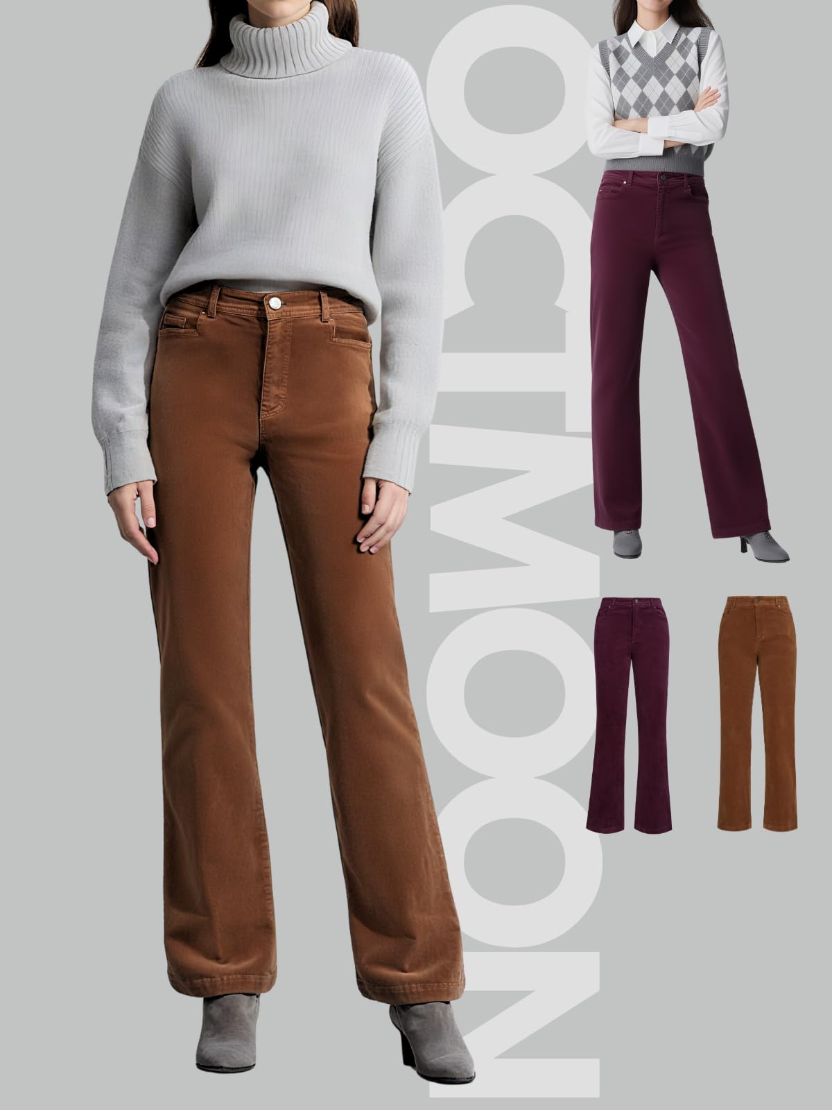 OctMoon Corduroy Pants Women Straight Leg Casual Trousers – Garment Dyed Pantalones de Pana para Mujer