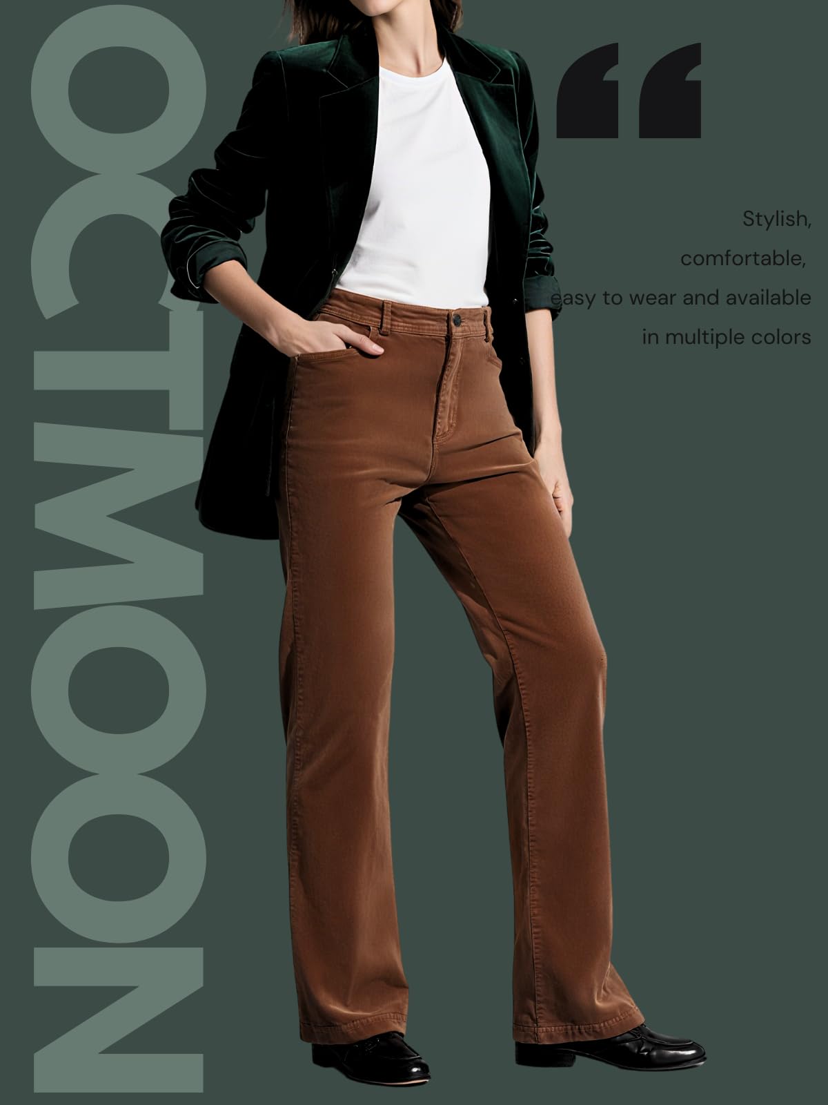 OctMoon Corduroy Pants Women Straight Leg Casual Trousers – Garment Dyed Pantalones de Pana para Mujer