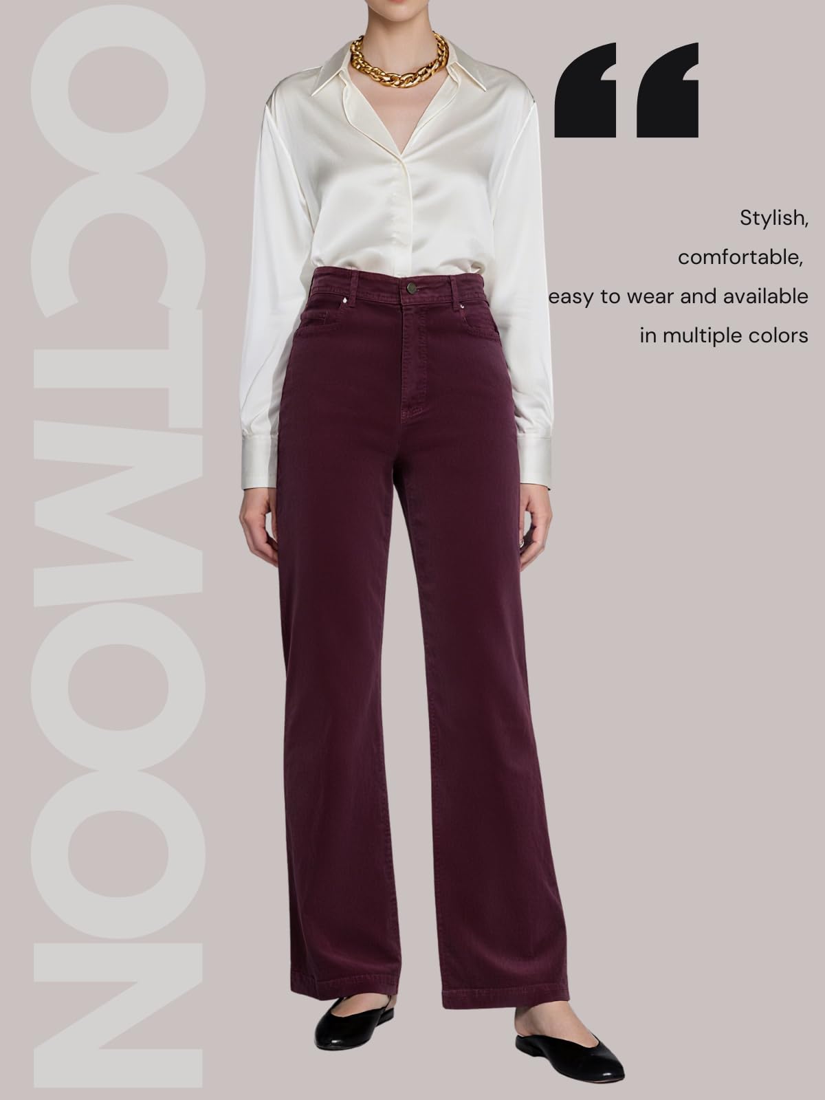 OctMoon Corduroy Pants Women Straight Leg Casual Trousers – Garment Dyed Pantalones de Pana para Mujer