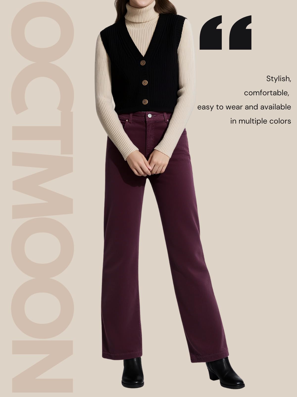 OctMoon Corduroy Pants Women Straight Leg Casual Trousers – Garment Dyed Pantalones de Pana para Mujer