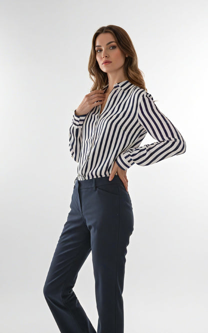 Long Sleeve Button Down Shirt, Classic Blouse with Pearl Buttons