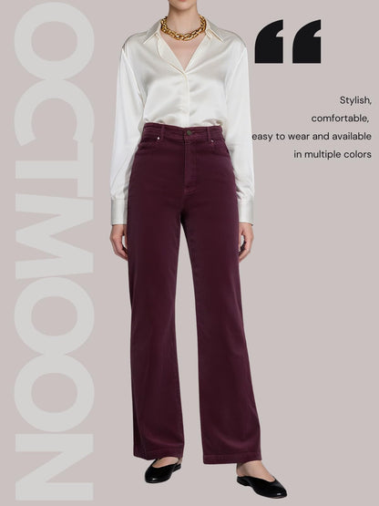 OctMoon Corduroy Pants Women Straight Leg Casual Trousers – Garment Dyed Pantalones de Pana para Mujer
