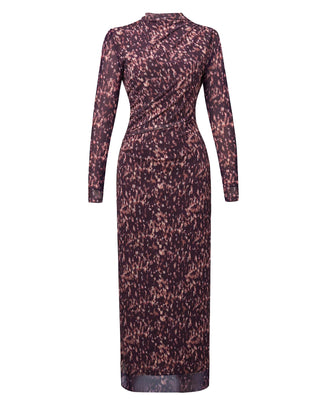 Long Sleeve Maxi Dress Mesh High Neck Bodycon Evening Dress