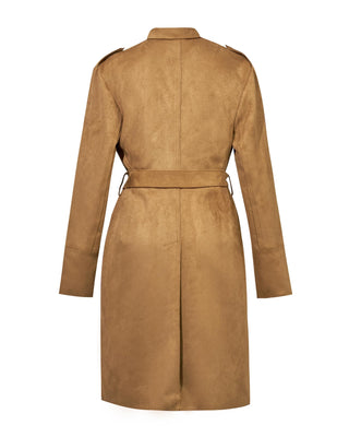 Faux Suede Trench Coat