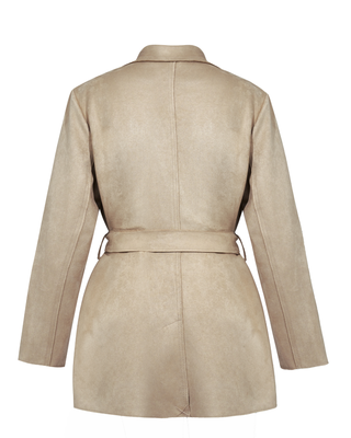 Faux Suede Trench Coat – Short Classic Style